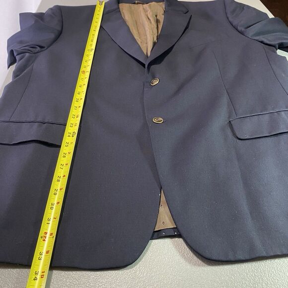 JOSEPH & FEISS Gold Blue 100% Wool Blazer Sport Coat Jacket Single Vent Mens 50R - Picture 8 of 12